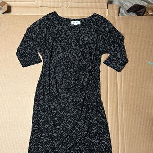 Elle Black Midi Dress with White Dots
